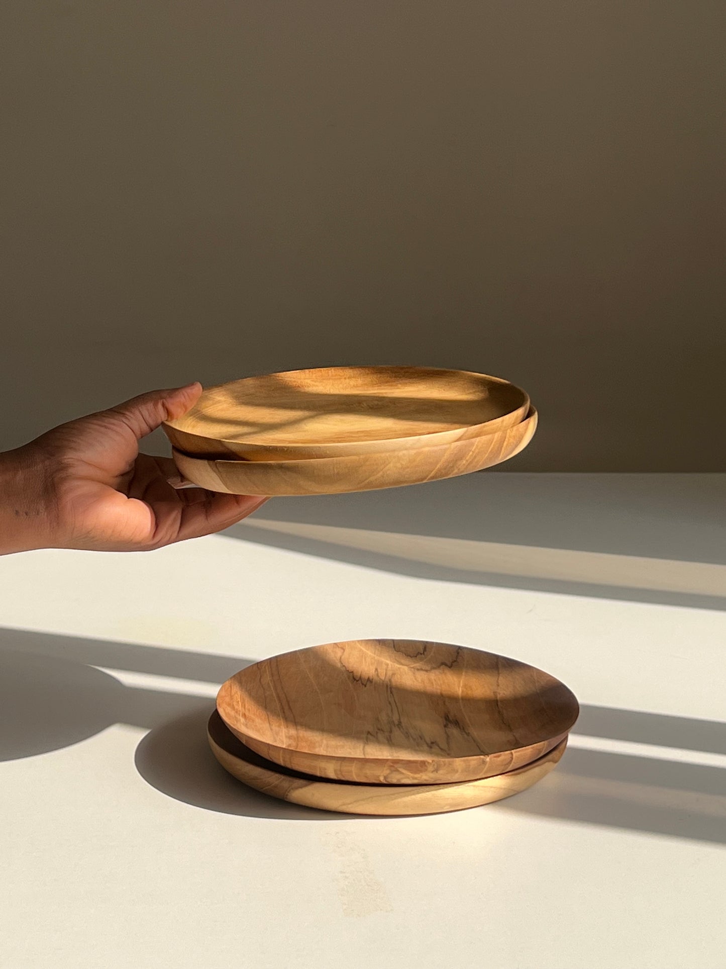 Maple Wooden Serving Plates (3pcs)