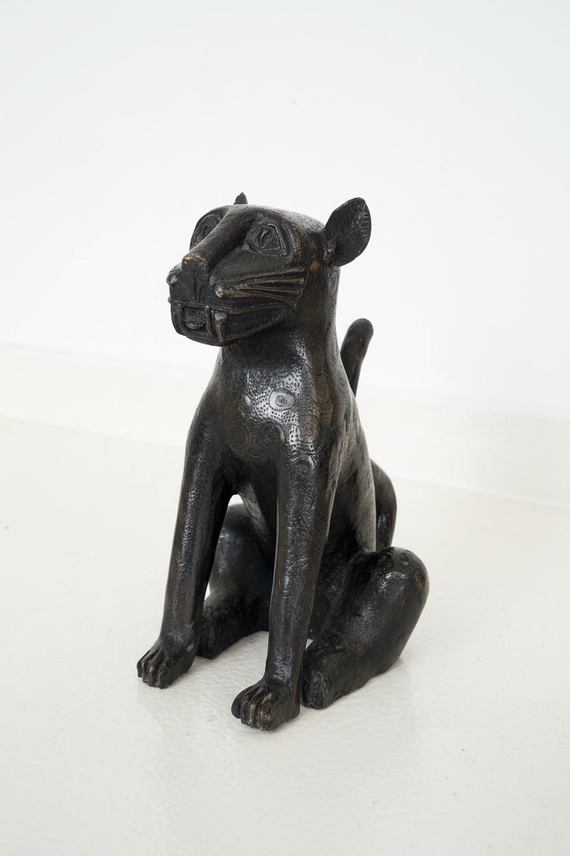 Pair of Edo Bronze Leopard Cubs