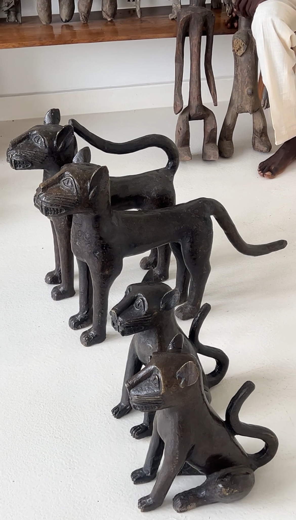 Pair of Edo Bronze Leopard Cubs