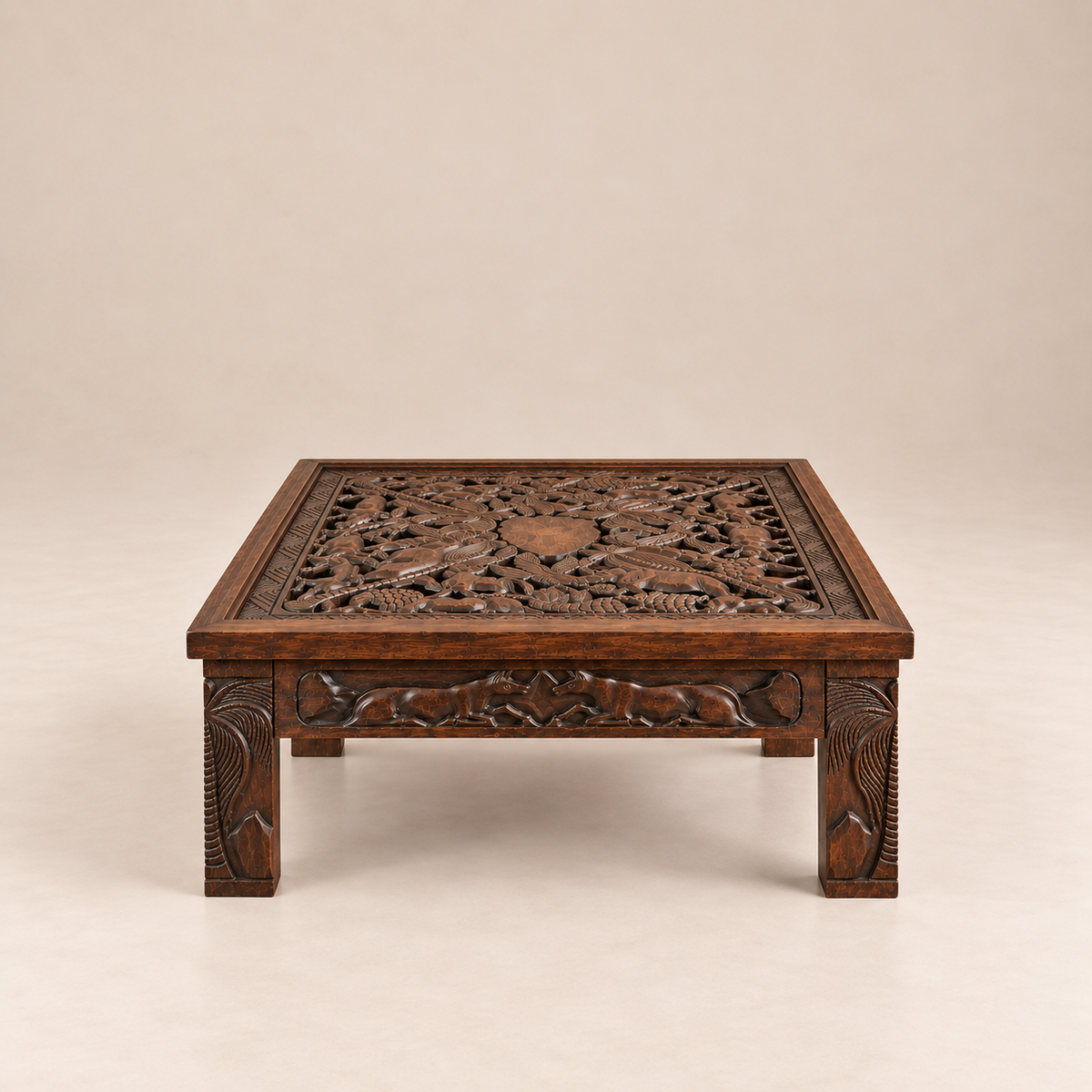 Savanna Carved Wood Coffee Table