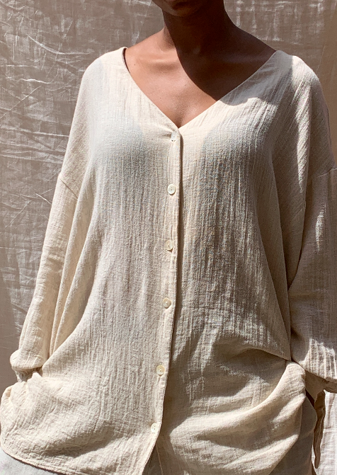 V-neck linen shirt